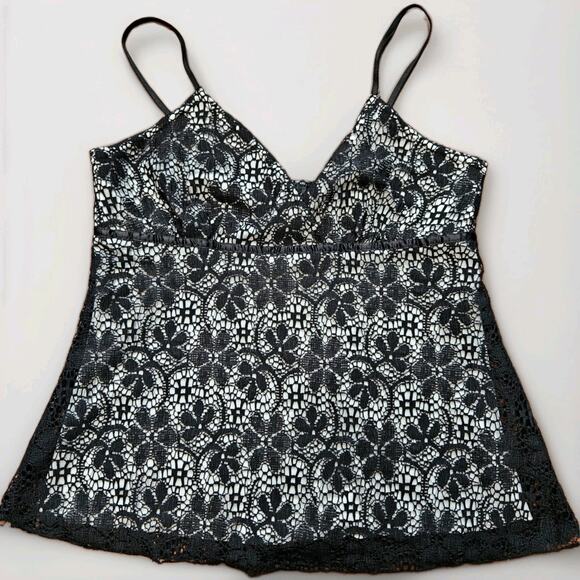 A. Byer Tops - Y2K Black Lace Floral Cami sz Large Fairy Whimsigoth